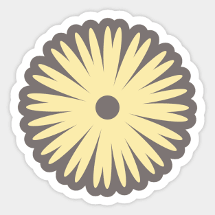 Flower 1, Minimalist Abstract Floral in Dark Taupe and Yellow Sticker